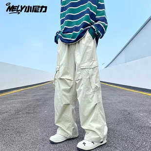 小尼力潮牌oversize日系裤子男复古美式工装裤直筒宽松阔腿休闲裤