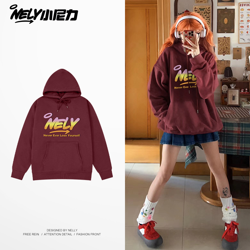 重磅420g彩色字母连帽卫衣