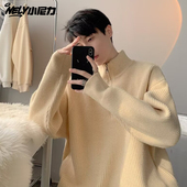 NELY小尼力半拉链高领套头毛衣男女秋冬慵懒风上衣百搭情侣针织衫