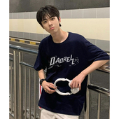 高街情侣款 纯棉短袖 体恤美式 潮牌ins半截袖 宽松上衣服 t恤男女夏季