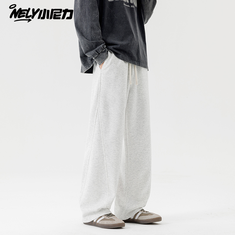 灰色复古潮牌运动卫裤男