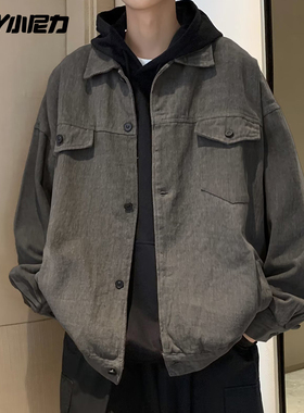 NELY小尼力港风休闲外套男女春秋国潮牌ins美式复古宽松工装夹克