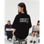 潮 休闲宽松情侣半袖 NELY小尼力重磅260g线条字母短袖 T恤男女夏季