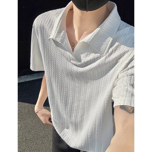 老钱风肌理感翻领POLO衫