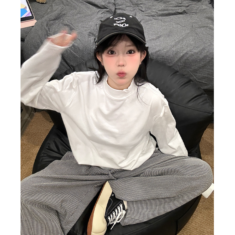 280g半高领长袖t恤春秋新款纯色