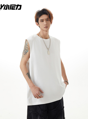 美式纯色砍袖背心男生夏季运动健身坎肩宽松无袖打底汗衫男款t恤
