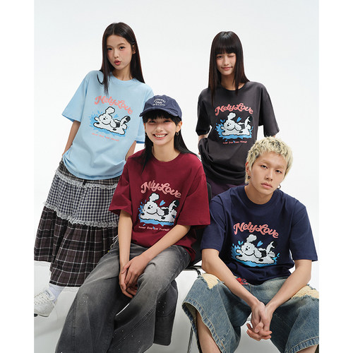 HEYBIG嘻哈宽松休闲短袖T恤情侣
