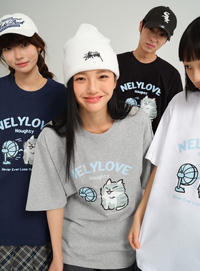 趣味oversize夏季嘻哈复古潮牌纯棉中性风印花夏短袖T恤男女情侣