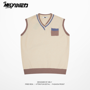 内搭v领针织衫 宽松坎肩冬季 马甲线衣 无袖 小尼力春秋毛衣背心男款