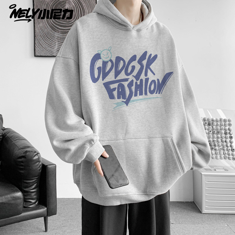 连帽卫衣男春秋款潮牌宽松休闲套头上衣服帅气印花青少年秋冬外套,男装,卫衣,淘宝优惠券,粉丝福利购,淘宝优惠卷