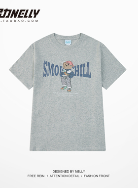 复古小尼力ins美式复古潮牌街头宽松体恤男女情侣短袖T恤中袖bf风