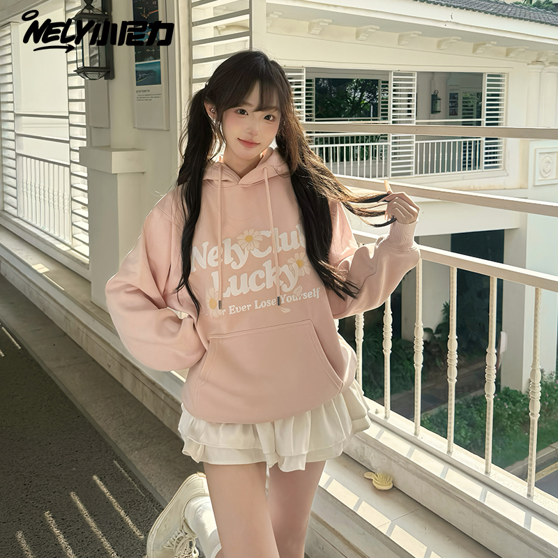 小尼力花卉印花连帽卫衣