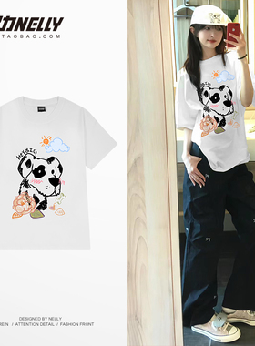 美式复古潮牌夏季重磅纯棉男女ins潮流短袖t恤宽松oversize体恤衫