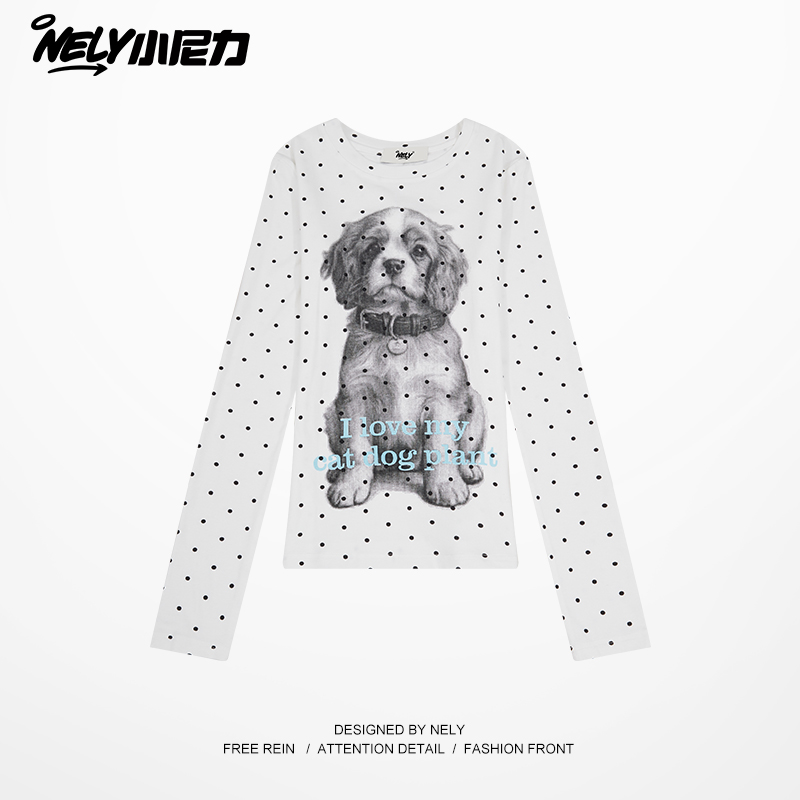 小尼力波点女装长袖T恤