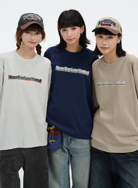 ins宽松短袖T恤男女夏天韩版复古oversize深灰色bf风半袖中袖bf风