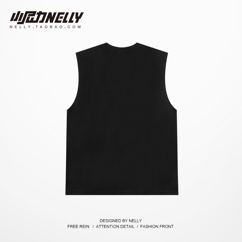 조끼 남성 트렌디 코튼 조끼 여름 아우터 조끼 트렌디 브랜드 스포츠 루즈 남성 피트니스 농구 민소매 티셔츠