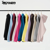 NELY小尼力重磅420g连帽卫衣男女潮牌bf加绒帽衫 秋冬纯色情侣外套