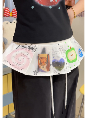 NELY小尼力创意小卡青苹果y2k屁帘女翅膀设计打底叠穿下摆半身裙