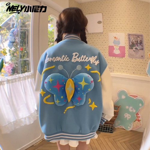 立体蝴蝶棒球服美式街头潮牌嘻哈