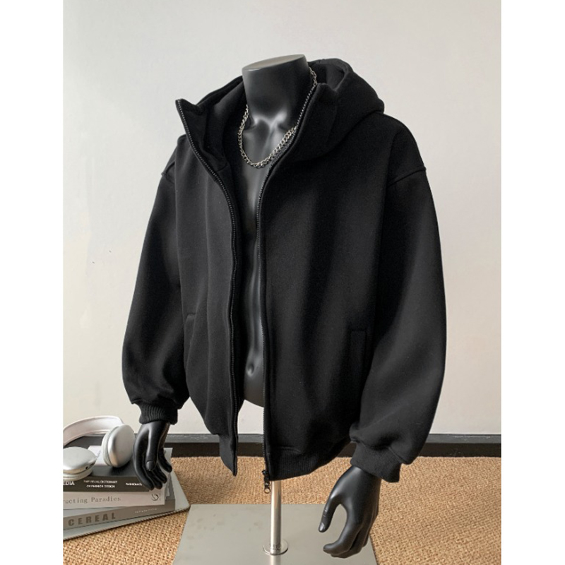 小尼力复古纯色连帽卫衣