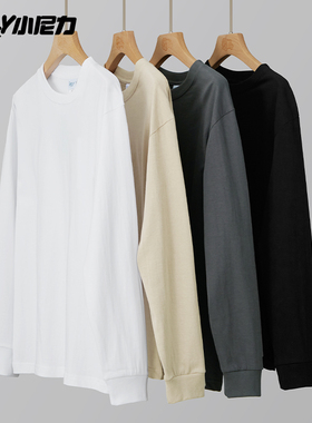 小尼力260G重磅厚实秋季ins长袖T恤男士2025新款纯棉螺纹袖口上衣