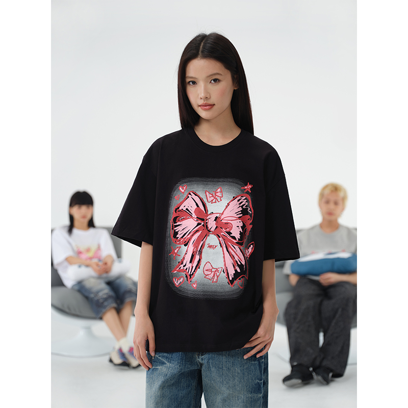 美式潮牌甜酷风短袖宽松设计感