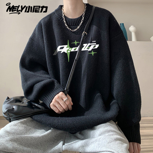 高街宽松针织衫 vintage休闲打底衫 美式 潮牌慵懒风情侣毛衣男冬季