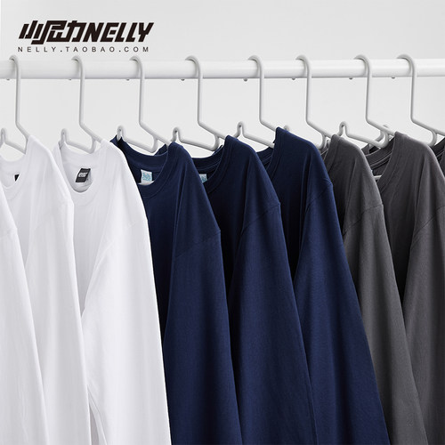 小尼力潮牌纯色打底男女长袖T恤