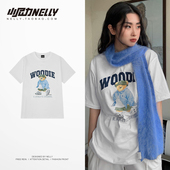 小尼力街头嘻哈小熊涂鸦短袖 T恤男女潮牌宽松bf风休闲圆领半袖 tee