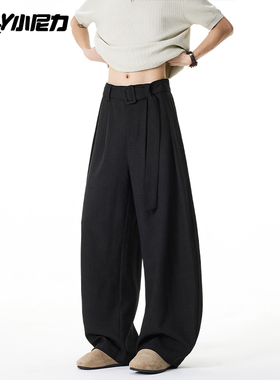 直筒卫裤休闲裤男款春秋季新款复古宽松大码阔腿裤运动长裤子针织