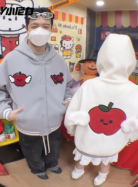 NELY小尼力设计感苹果小天使毛呢连帽外套男女秋冬季新款情侣夹克