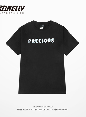 ins纯棉T恤oversize宽松字母印花半袖短t潮牌男女夏季上衣日系bf