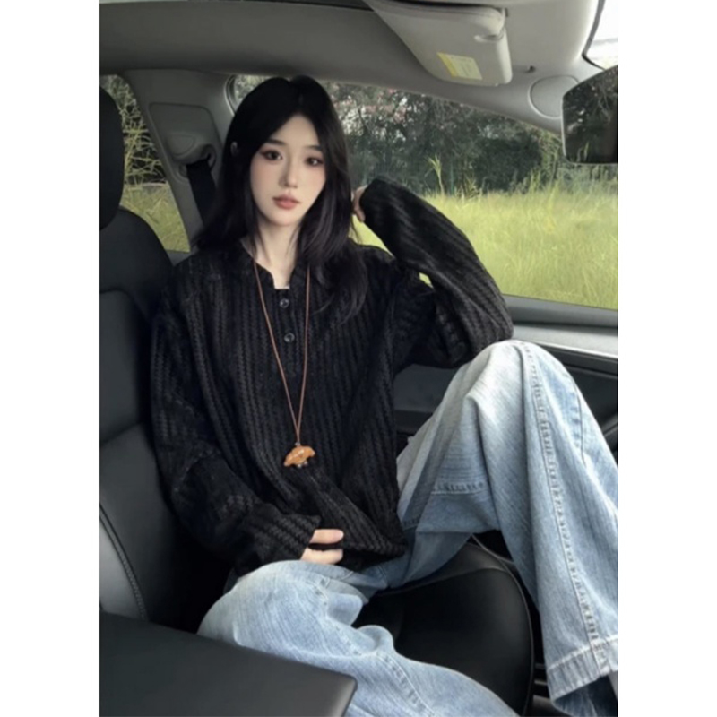 复古潮牌亨利领长袖T恤