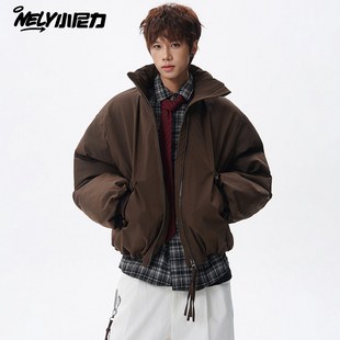 冬季 刺绣立领vibe高街外套 棉服男boxy高级感宽松加厚保暖棉衣美式