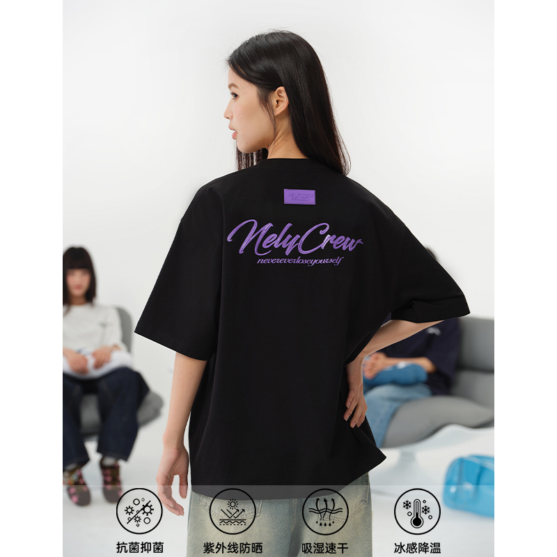 小尼力美式立体胶浆印花短袖