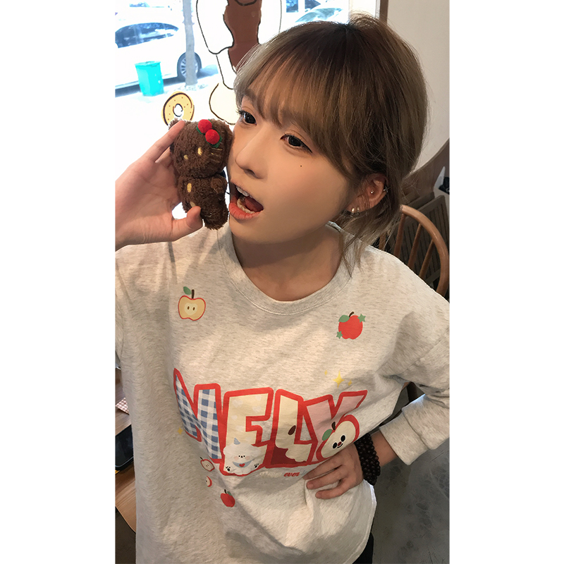 小尼力潮牌苹果长袖T恤