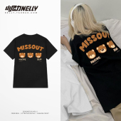 宽松设计感小众大码 ins潮牌潮流百搭夏季 上衣 t恤男士 嘻哈小熊短袖