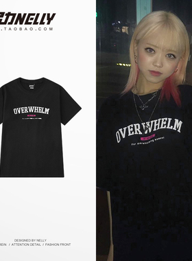 纯棉黑色t恤男女短袖ins潮宽松复古chic超火cec网红半袖上衣夏bf