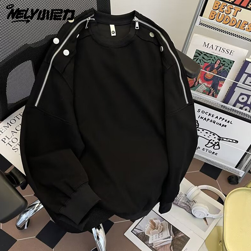 小尼力秋冬季新款侧边拉链卫衣男潮牌宽松长袖落肩圆领上衣外套,男装,卫衣,淘宝优惠券,粉丝福利购,淘宝优惠卷