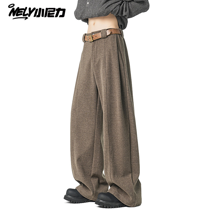 美式解构休闲卫裤男春秋潮牌直筒运动长裤复古设计感西裤阔腿裤,男装,休闲裤,淘宝优惠券,粉丝福利购,淘宝优惠卷