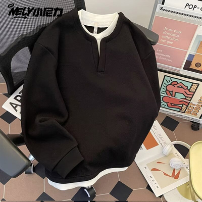 潮牌华夫格亨利领卫衣