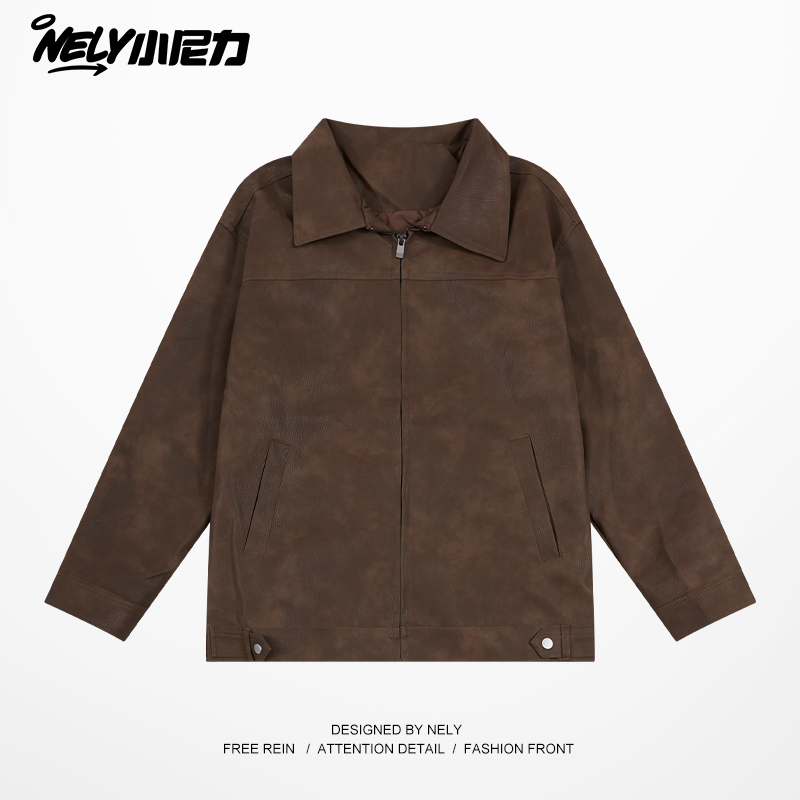 小尼力立领PU皮夹克外套