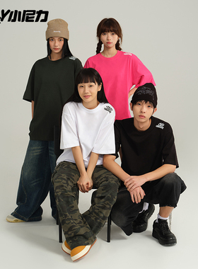 NELY小尼力260g重磅短袖男女夏季字母t恤2026新款纯棉情侣半袖潮