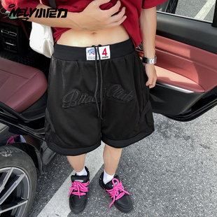 潮牌高街宽松透气运动五分裤 男夏季 街头字母网眼休闲短裤 ins美式