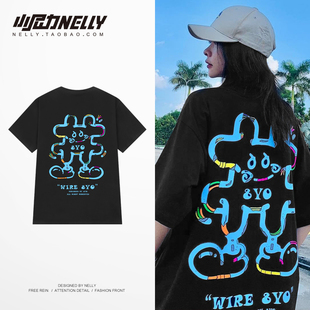 美式复古t恤男短袖夏季潮牌宽松嘻哈衣服ins港风百搭潮流大码半袖