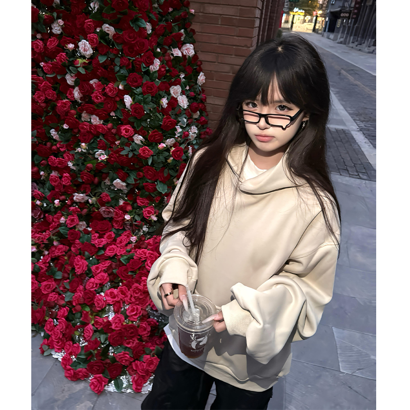 小尼力boxy版型纯色连帽卫衣