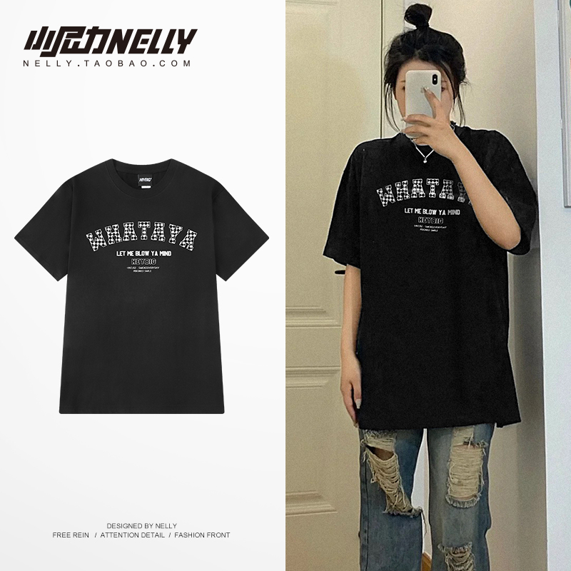 小尼力夏季嘻哈情侣字母印花T恤