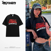 百搭bf风短袖 夏季 男 t恤上衣情侣装 重磅纯棉日系潮流卡通印花半袖