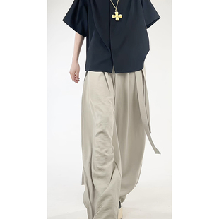 百搭休闲弯刀裤 小尼力美式 秋冬潮牌宽松直筒阔腿裤 男款 垂感西裤