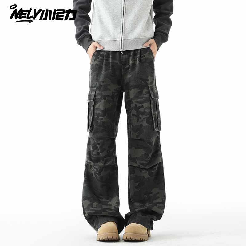小尼力多口袋工装迷彩长裤